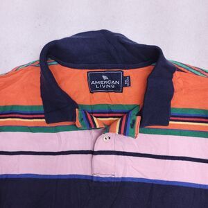 American Flag Casual Pullover Short Sleeve Polo Shirt Adult Mens Size 2XL Orange